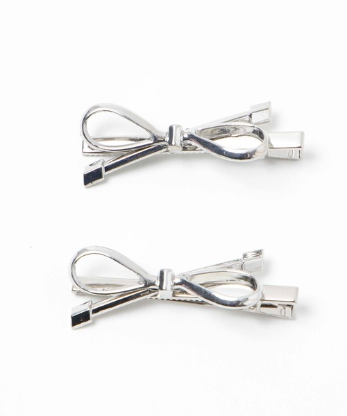 WEGO（ウィゴー）の「WEGO/【2点セット】メタルナローリボンクリップ（バレッタ/ヘアクリップ・レディース・シルバー・FREE）」の2枚目の写真