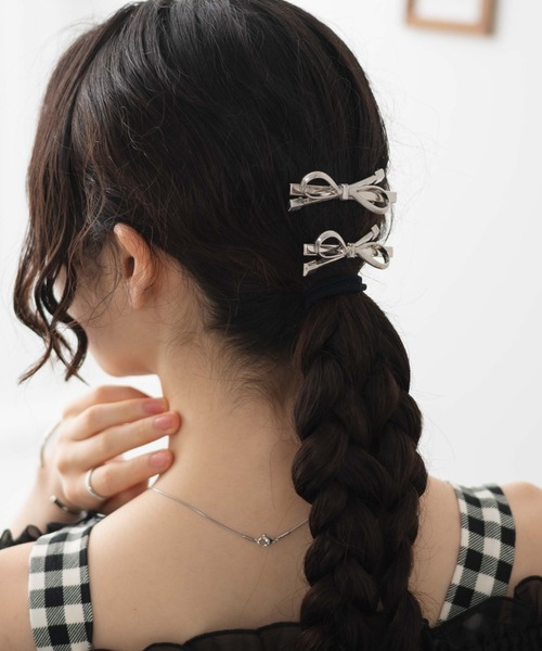 WEGO/【2点セット】メタルナローリボンクリップ（バレッタ/ヘア