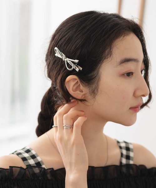 【ら ページ】ヘアリボン 2点 WEGO/【2点セット】ナローリボンクリップ（バレッタ/ヘア
