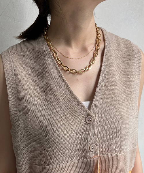 DouDou(ドゥドゥ)の「【WEB限定】配色ニットベスト(ニット/セーター・レディース・ピンクベージュ/グレイッシュベージュ・FREE)」の19枚目の写真