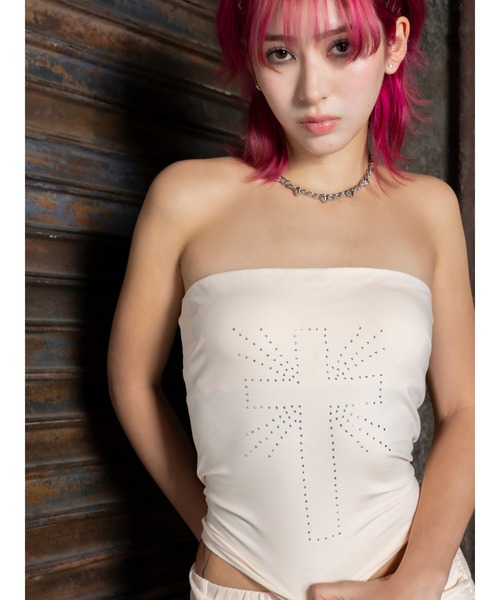 DURAS（デュラス）の「Ｒｈｉｎｅｓｔｏｎｅ　ｓｅｔ　ｕｐ（ワンピース・レディース・ブラック/ブルー/ピンク・FREE）」の8枚目の写真