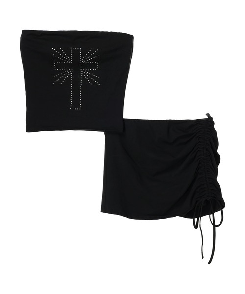 DURAS（デュラス）の「Ｒｈｉｎｅｓｔｏｎｅ　ｓｅｔ　ｕｐ（ワンピース・レディース・ブラック/ブルー/ピンク・FREE）」の22枚目の写真