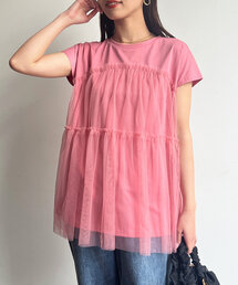 Chez toi | チュール重ねカットチュニックプルオーバー(Tシャツ/カットソー)