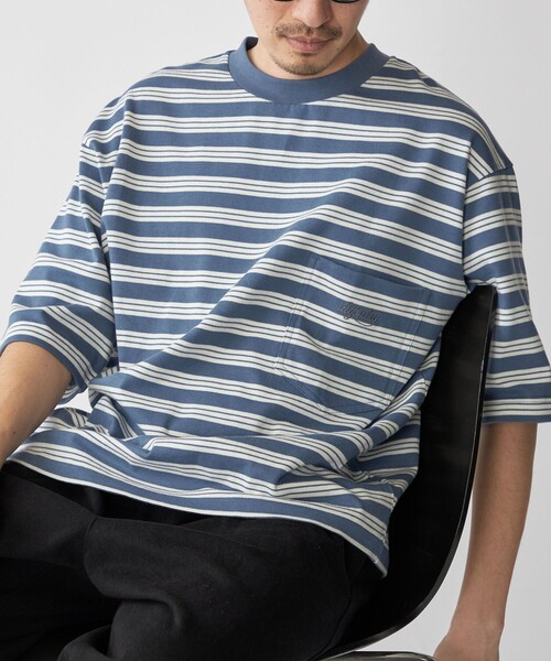 SHIPS(シップス)の「SHIPS: ランダム ボーダー Tシャツ(Tシャツ/カットソー・メンズ・ダークグリーン/ブラック/ライトブルー/ベージュ・SMALL/MEDIUM/LARGE)」の4枚目の写真
