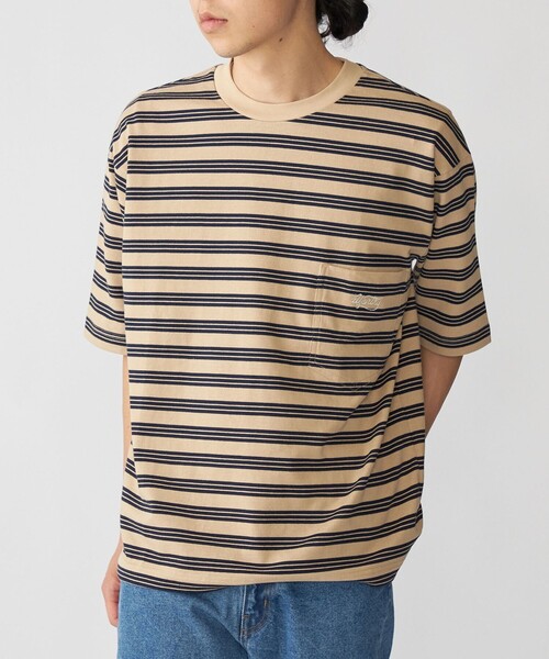 SHIPS(シップス)の「SHIPS: ランダム ボーダー Tシャツ(Tシャツ/カットソー・メンズ・ダークグリーン/ブラック/ライトブルー/ベージュ・SMALL/MEDIUM/LARGE)」の8枚目の写真