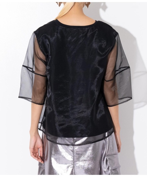 Settimissimo（セッティミッシモ）の「スタッズデザイン ランタンスリーブ オーガンジー トップス（Tシャツ/カットソー・レディース・オフホワイト/ブラック・FREE）」の19枚目の写真