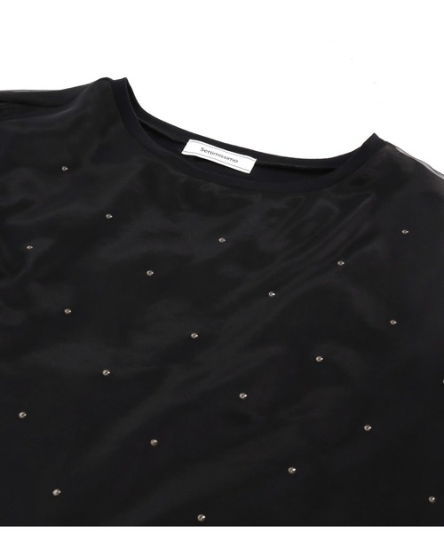 Settimissimo（セッティミッシモ）の「スタッズデザイン ランタンスリーブ オーガンジー トップス（Tシャツ/カットソー・レディース・オフホワイト/ブラック・FREE）」の20枚目の写真