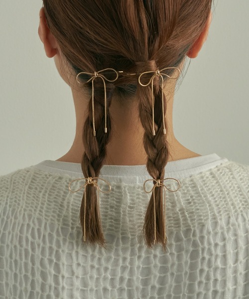 GOLDY（ゴールディ）の「コード ミニ リボン へアカフ & ヘアピン（その他ヘアアクセサリー・レディース・ゴールド/シルバー/ブラック・FREE）」の7枚目の写真