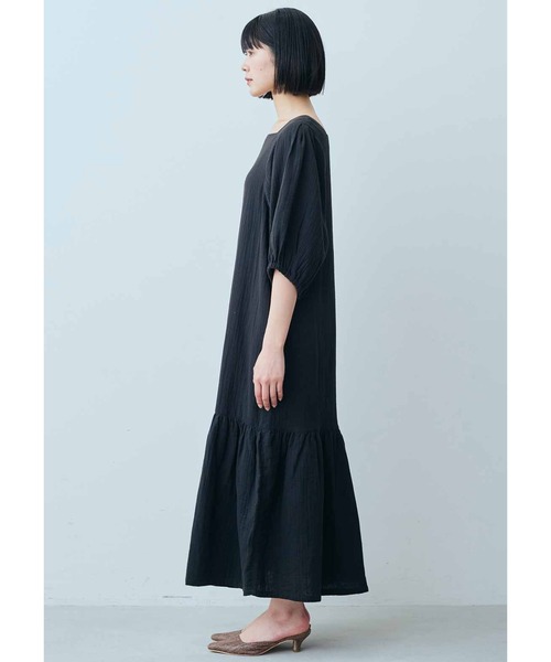 ＩＥＤＩＴ 福田麻琴さんコラボ コットン楊柳ダブルガーゼワンピース〈ブラック〉（ワンピース）｜IEDIT（イディット）