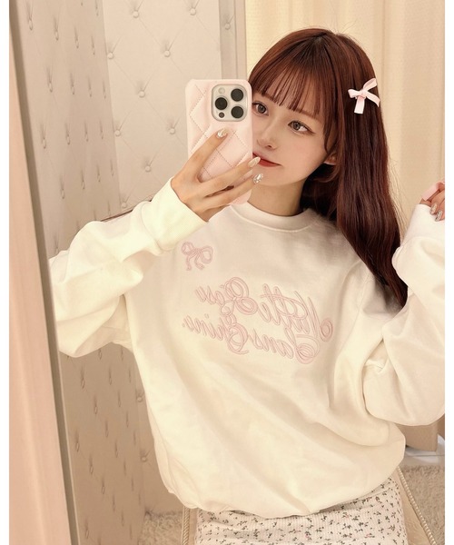 epine（エピヌ）の「ribbon Nulle rose sans epine sweat（スウェット・レディース・ホワイト×ピンク/ホワイト×ブラック/ピンク・FREE）」の2枚目の写真