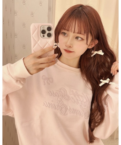 epine（エピヌ）の「ribbon Nulle rose sans epine sweat（スウェット・レディース・ホワイト×ピンク/ホワイト×ブラック/ピンク・FREE）」の3枚目の写真