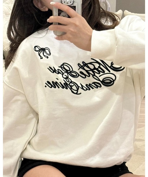 epine（エピヌ）の「ribbon Nulle rose sans epine sweat（スウェット・レディース・ホワイト×ピンク/ホワイト×ブラック/ピンク・FREE）」の17枚目の写真
