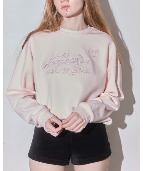 epine（エピヌ）の「ribbon Nulle rose sans epine sweat（スウェット・レディース・ホワイト×ピンク/ホワイト×ブラック/ピンク・FREE）」の4枚目の写真