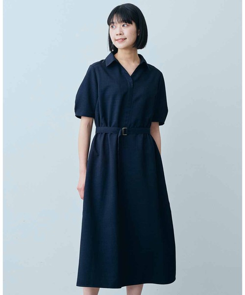 ADABAT ネイビー ワンピース アダバット adabat ハーフジップ 半袖ワンピース （ネイビー(094
