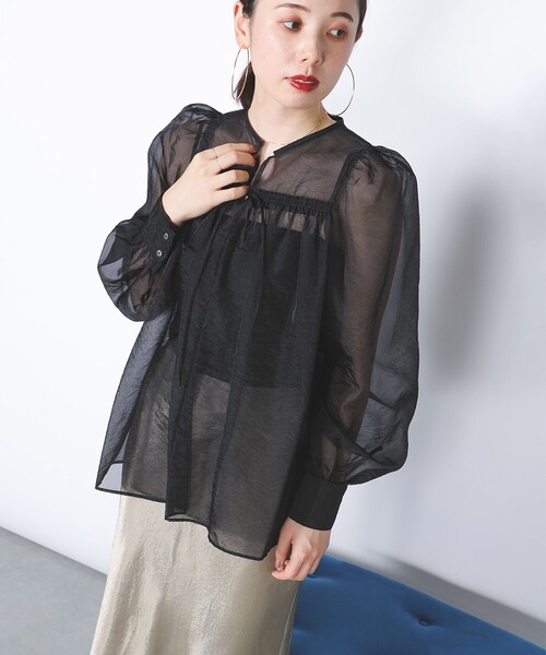 新品未使用beams Demi Luxe オーガンジーブラウス Demi-Luxe BEAMS（デミルクス ビームス）の「シアー オーガンジー