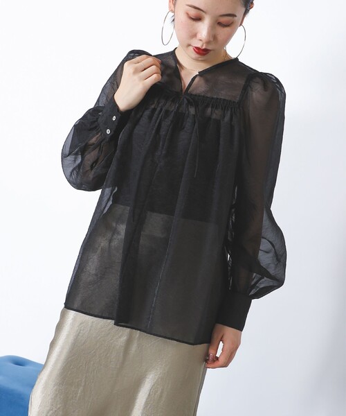 専用　デミルクスビームス　オーガンジー　トップス Demi-Luxe BEAMS（デミルクス ビームス）2WAY フレンチ