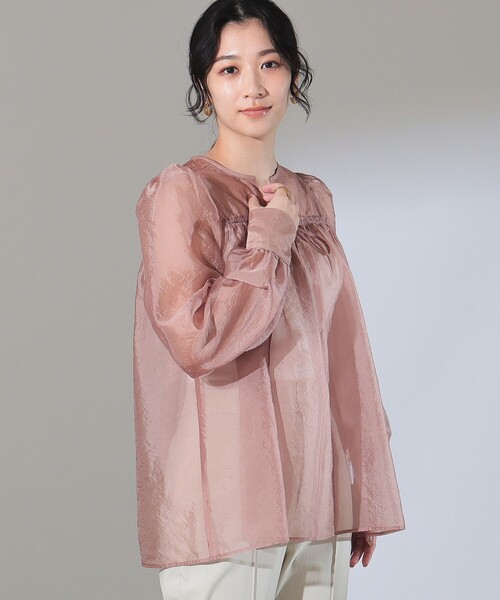 11/8まで出品 コムコム オーガンジー シアー 2重 ブラウス レッド S 11/8まで出品 コムコム オーガンジー シアー 2重 ブラウス レッド S 11