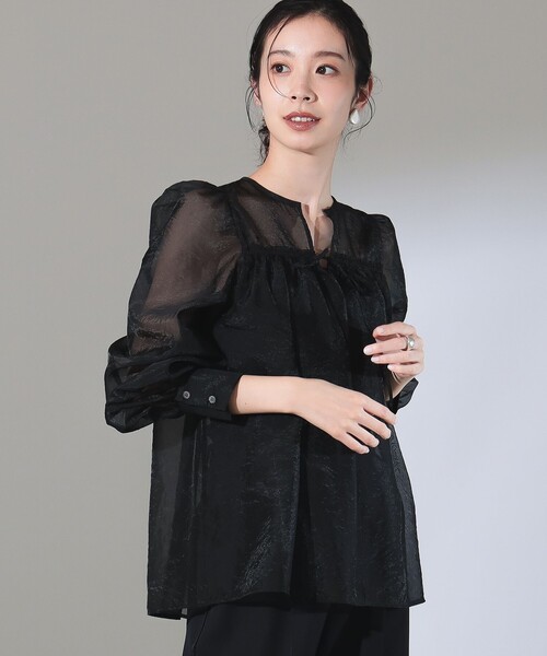 Demi-Luxe BEAMS（デミルクス ビームス）の「シアー オーガンジーブラウス（シャツ/ブラウス・レディース・レッド系その他2/ブラック・36/38）」の18枚目の写真