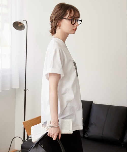 ANGIE(アンジー)の「フォトプリント Tシャツ(半袖)(Tシャツ/カットソー・レディース・ブラック系その他/ブラック/ホワイト/ホワイト系その他・MEDIUM/LARGE)」の18枚目の写真