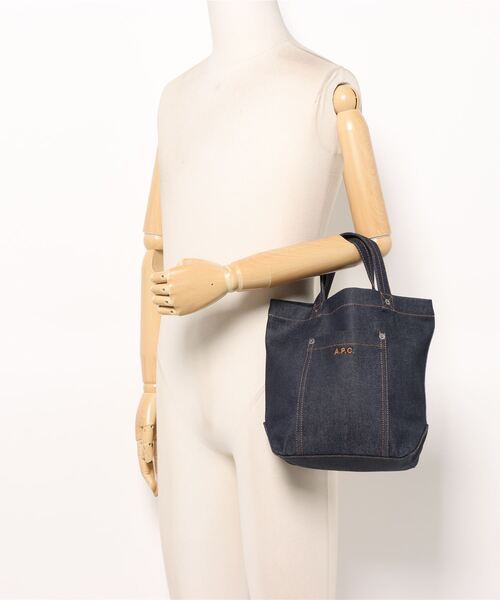 A.P.C. (正規品/送料関税込み) THAIS TOTE BAG Thais tote bag | Horizontal tote bag in indigo denim
