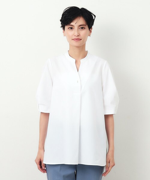 OPAQUE.CLIP(オペークドットクリップ)の「◆スキッパータックスリーブブラウス【洗濯機洗い可】(シャツ/ブラウス・レディース・ブラック/ライトブルー/ネイビー/ホワイト・38/40/42)」の21枚目の写真