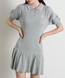 ネコ刺繍ニットワンピ