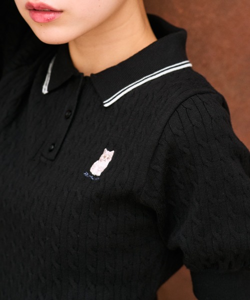 OLIVE des OLIVE(オリーブデオリーブ)の「ネコ刺繍ニットワンピ(ワンピース・レディース・トップグレー/ピンク/オフホワイト/ブラック・FREE)」の17枚目の写真