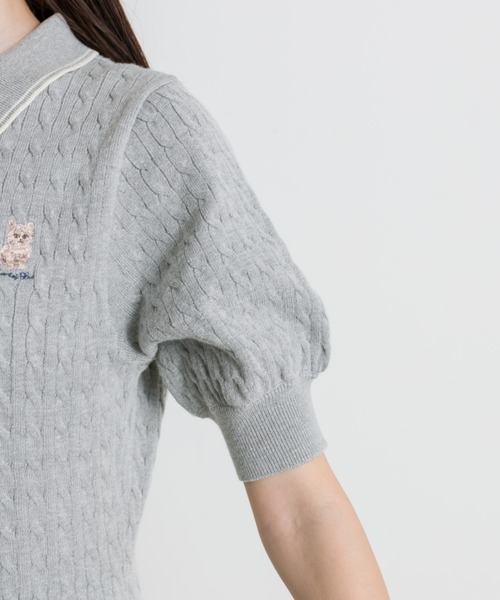 OLIVE des OLIVE(オリーブデオリーブ)の「ネコ刺繍ニットワンピ(ワンピース・レディース・トップグレー/ピンク/オフホワイト/ブラック・FREE)」の8枚目の写真