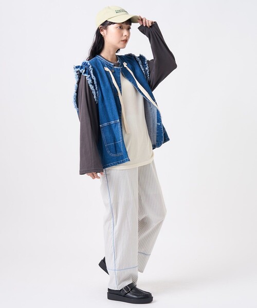 FREAK'S STORE（フリークスストア）の「デニムフリルベスト（ベスト・レディース・ブラック/ブルー/オリーブ・ﾌﾘ-）」の9枚目の写真