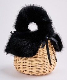 JENNE（ジェンヌ）の「エコファー付フレンチかごバッグ（ショルダーバッグ）」