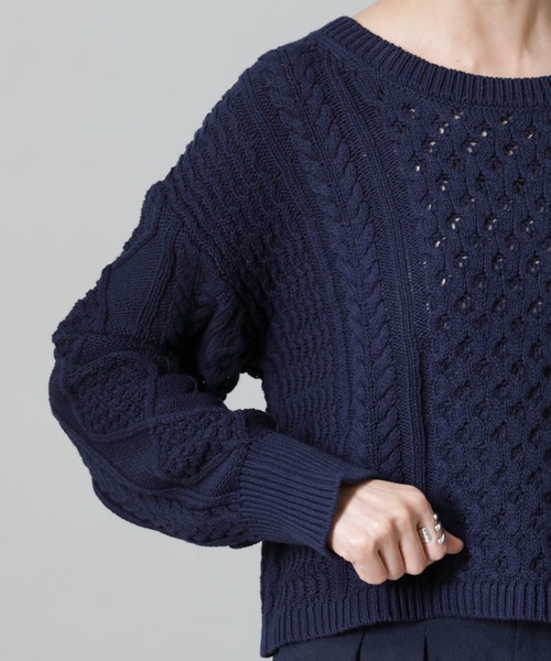 セール】ケーブルクロップドプルオーバーニット（ニット/セーター