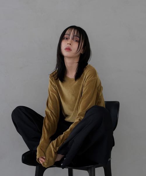 LIAN(リアン)の「シアーベロアトップス(Tシャツ/カットソー・レディース・ブラック/グレー/オフホワイト/マスタード・FREE)」の22枚目の写真