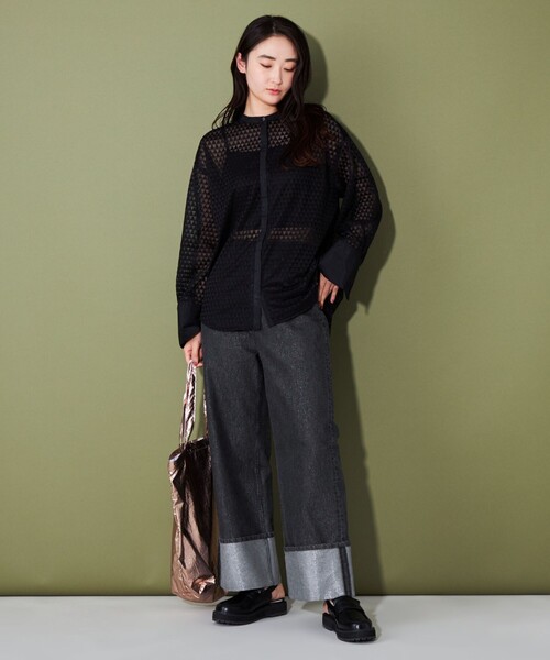 CITEN（シテン）の「＜CITEN＞ラメ ロールアップ ワイドデニム