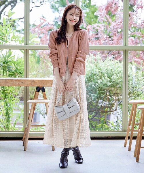 大きいサイズ】ダブルジップリブ編みカーディガン（カーディガン