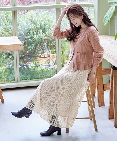 【大きいサイズ】ダブルジップリブ編みカーディガン（カーディガン/ボレロ）｜Tiaclasse（ティアクラッセ）