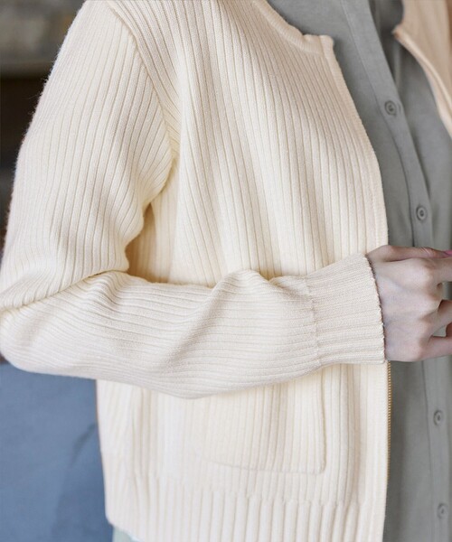 【大きいサイズ】ダブルジップリブ編みカーディガン（カーディガン/ボレロ）｜Tiaclasse（ティアクラッセ）
