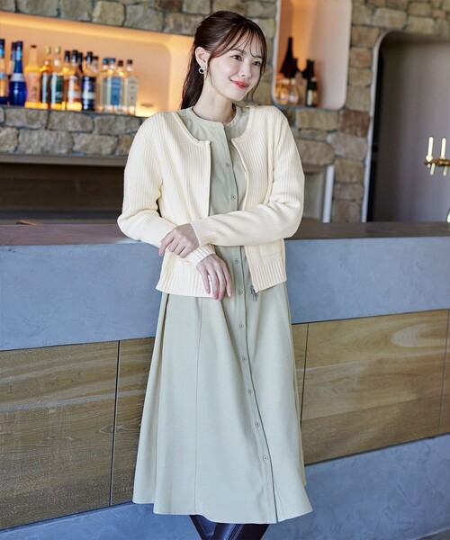 【大きいサイズ】ダブルジップリブ編みカーディガン（カーディガン/ボレロ）｜Tiaclasse（ティアクラッセ）