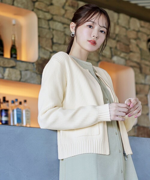 【大きいサイズ】ダブルジップリブ編みカーディガン（カーディガン/ボレロ）｜Tiaclasse（ティアクラッセ）