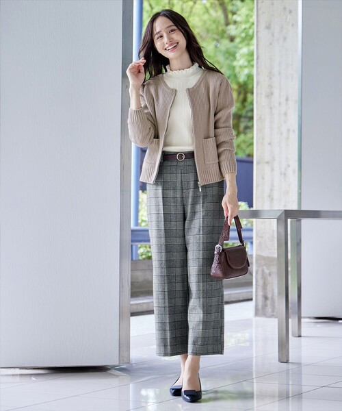 【大きいサイズ】ダブルジップリブ編みカーディガン（カーディガン/ボレロ）｜Tiaclasse（ティアクラッセ）