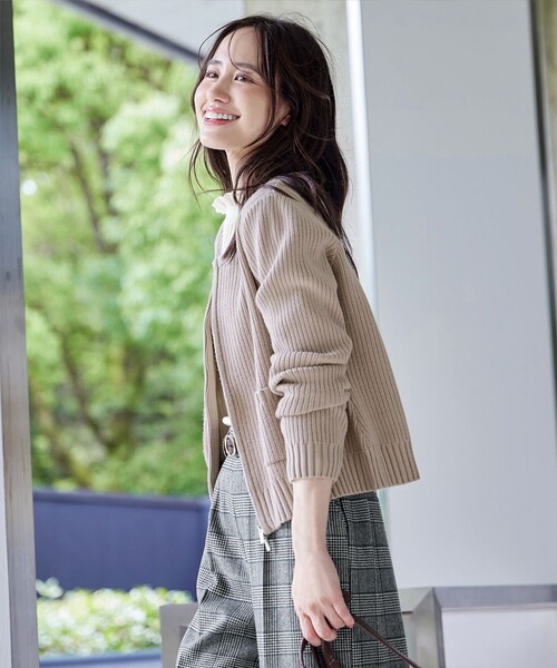 大きいサイズ】ダブルジップリブ編みカーディガン（カーディガン