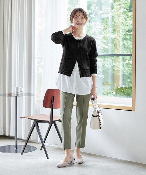 【大きいサイズ】ダブルジップリブ編みカーディガン（カーディガン/ボレロ）｜Tiaclasse（ティアクラッセ）