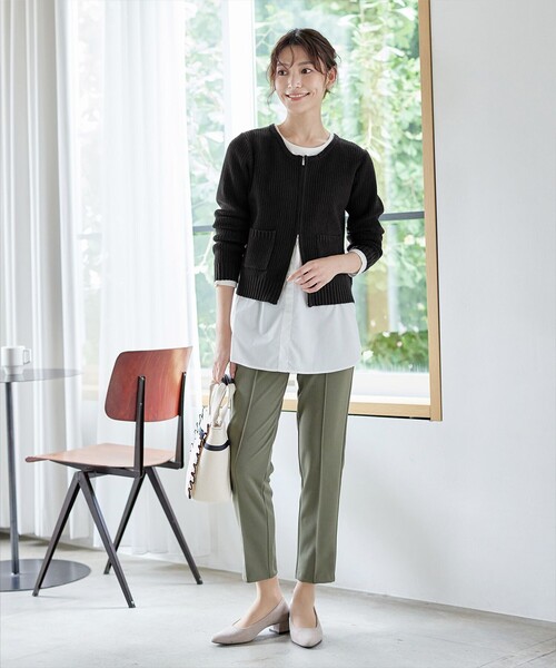 【大きいサイズ】ダブルジップリブ編みカーディガン（カーディガン/ボレロ）｜Tiaclasse（ティアクラッセ）