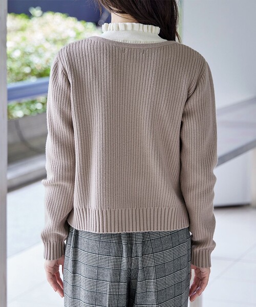 【大きいサイズ】ダブルジップリブ編みカーディガン（カーディガン/ボレロ）｜Tiaclasse（ティアクラッセ）