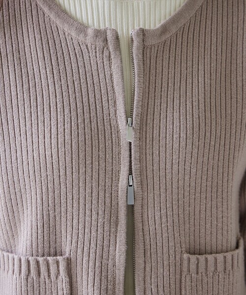 【大きいサイズ】ダブルジップリブ編みカーディガン（カーディガン/ボレロ）｜Tiaclasse（ティアクラッセ）