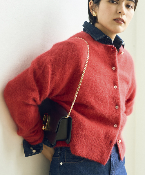 Rouge vif（ルージュヴィフ）の「フォックスウールふわふわカーディガン（カーディガン/ボレロ・レディース・レッド/ネイビー/アイボリー・フリー）」の3枚目の写真