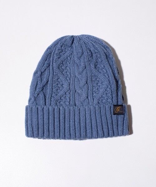 GLOSTER(グロスター)の「【GLOSTER/グロスター】ケーブル編み 裏ボア ニットワッチ ニット帽(ニットキャップ/ビーニー・メンズ・ブラック/ベージュ/ネイビー/グリーン/ブルー/グレー・FREE)」の2枚目の写真