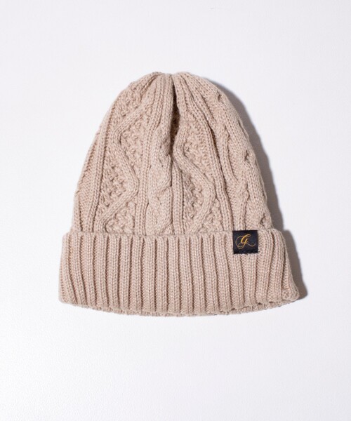 GLOSTER(グロスター)の「【GLOSTER/グロスター】ケーブル編み 裏ボア ニットワッチ ニット帽(ニットキャップ/ビーニー・メンズ・ブラック/ベージュ/ネイビー/グリーン/ブルー/グレー・FREE)」の4枚目の写真