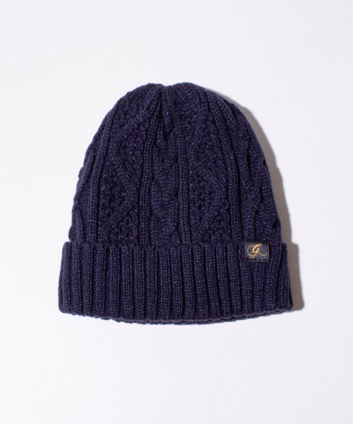 GLOSTER(グロスター)の「【GLOSTER/グロスター】ケーブル編み 裏ボア ニットワッチ ニット帽(ニットキャップ/ビーニー・メンズ・ブラック/ベージュ/ネイビー/グリーン/ブルー/グレー・FREE)」の6枚目の写真