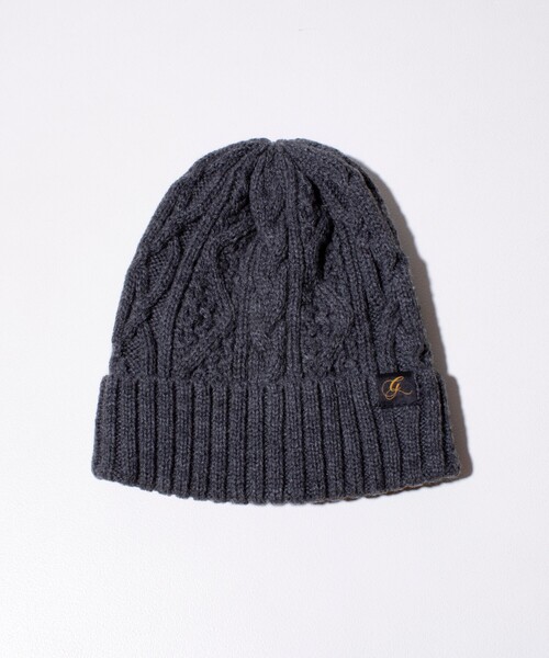 GLOSTER(グロスター)の「【GLOSTER/グロスター】ケーブル編み 裏ボア ニットワッチ ニット帽(ニットキャップ/ビーニー・メンズ・ブラック/ベージュ/ネイビー/グリーン/ブルー/グレー・FREE)」の3枚目の写真