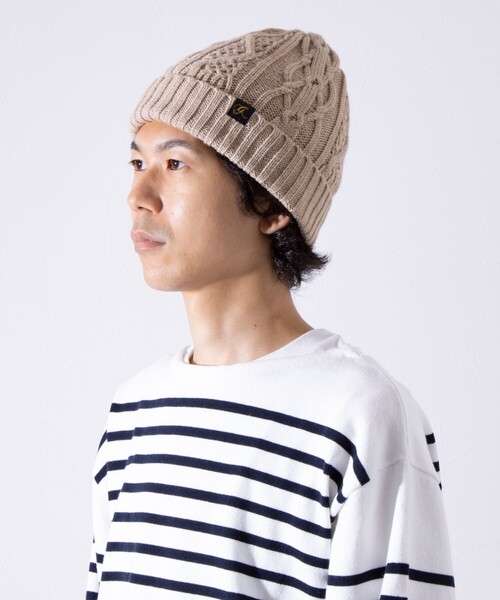 GLOSTER(グロスター)の「【GLOSTER/グロスター】ケーブル編み 裏ボア ニットワッチ ニット帽(ニットキャップ/ビーニー・メンズ・ブラック/ベージュ/ネイビー/グリーン/ブルー/グレー・FREE)」の8枚目の写真